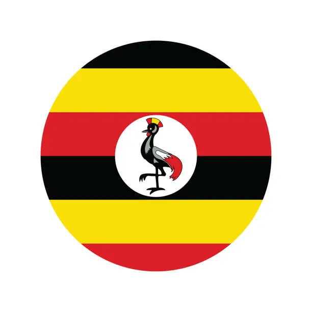 Vector illustration of Uganda flag. Flag icon. Standard color. Circle icon flag. Computer illustration. Digital illustration. Vector illustration.