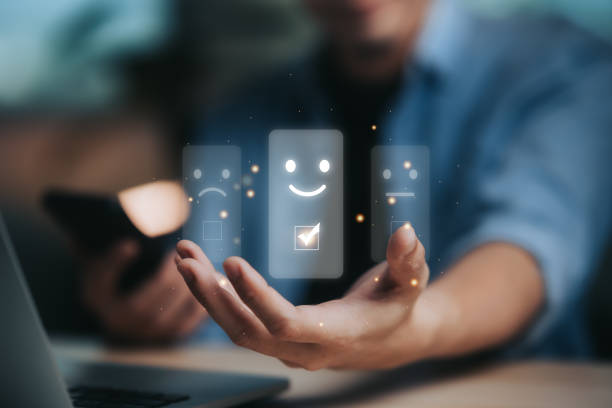 istock Customer review satisfaction feedback survey concept, User give rating to service experience on online application, Customer can evaluate quality of service leading to reputation ranking of business. 2116113496