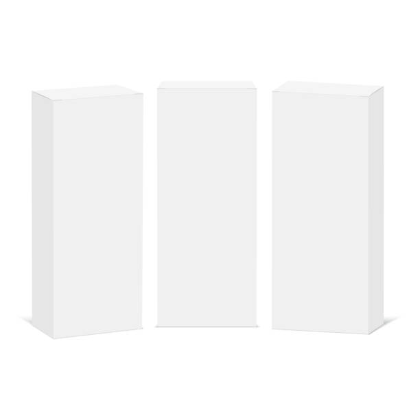 Realistic white box packaging isolated on white background. Vector Realistic white box packaging isolated on white background. Vector illustration cardboard box mockup stock illustrations