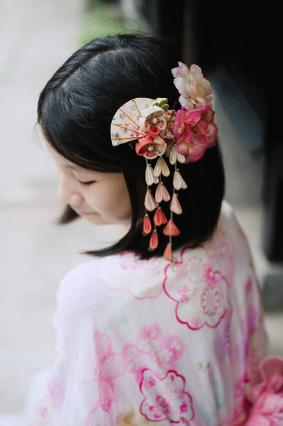Young Asian pretty chinese girl in japanese traditional clothing