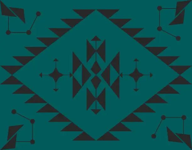 Vector illustration of Navajo Pattern Fabric Design Concept Color Green Black