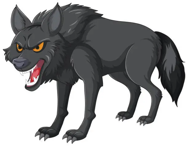 Vector illustration of Vector illustration of an aggressive wolf growling