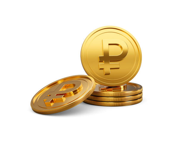 istock 3d Stack Of Golden Russian Ruble Coins Shiny Rounded Coins Stack On White Background 3d Illustration 2116246248