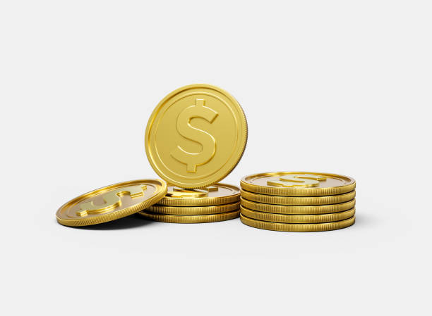 istock 3d Stack Of Golden US Dollar Coins Shiny Rounded Coins Stack On White Background 3d Illustration 2116246251
