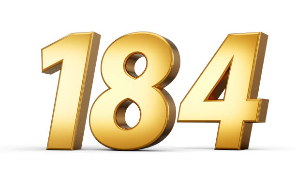 istock 3d number 184 one hundred eighty four Gold text isolated on white background with reflection 3d illustration 2116246772
