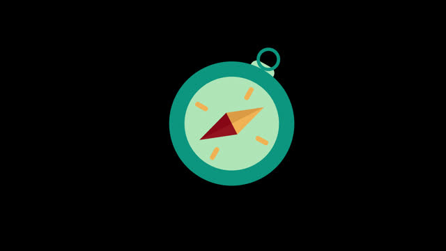 Compass icon concept loop animation video with alpha channel