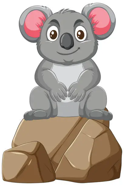 Vector illustration of Vector illustration of a smiling koala on stones