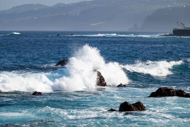 big waves near the island of Tenerife