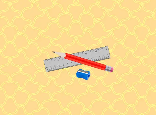 Vector illustration of scale with pencil and pencil sharpener