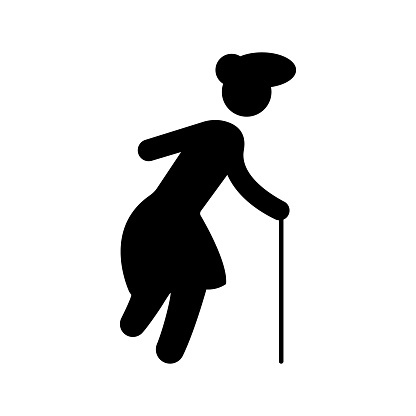 Old Lady walking icon illustration isolated vector sign symbol