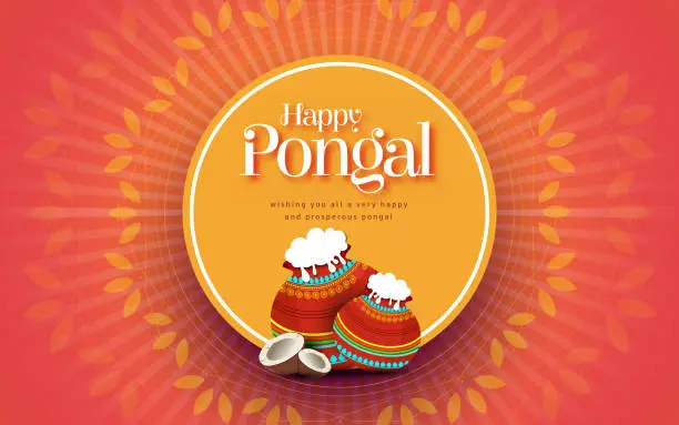 Vector illustration of Happy Pongal festival circle design