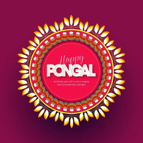 Vector illustration of Card for happy pongal harvest holiday