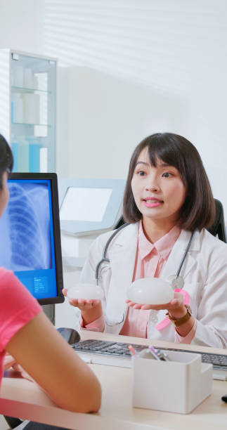 istock Asian doctor explain breast implant 2116502589
