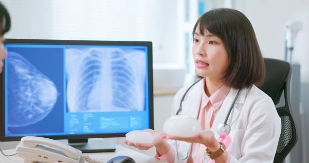 istock Asian doctor explain breast implant 2116504144