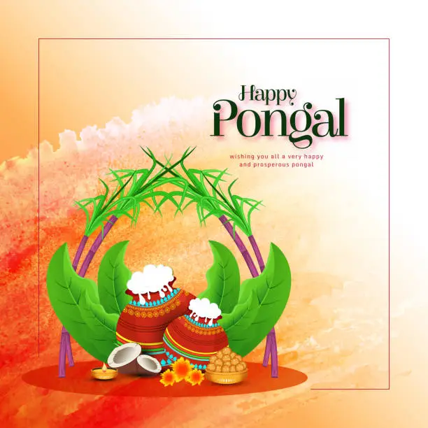 Vector illustration of Happy Pongal greeting background