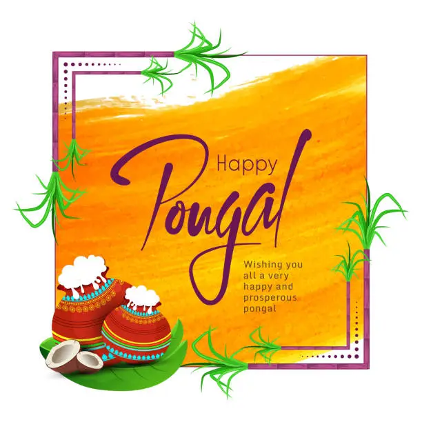 Vector illustration of Happy Pongal greeting background