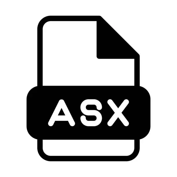 Vector illustration of Asx file format video icons. web files label icon. Vector illustration.