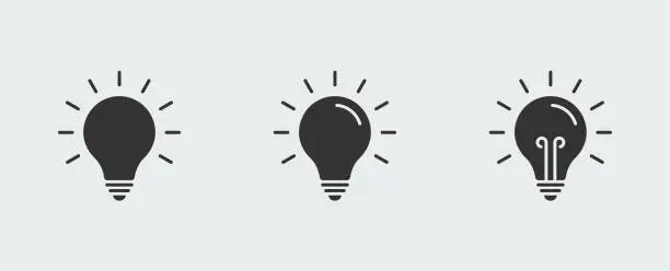 Vector illustration of Light bulb icon. Thinking or energy symbol set.