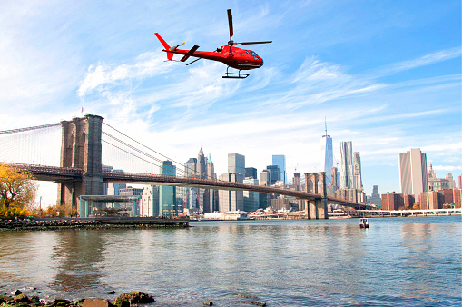 Helicopter tour over Manhattan, New York City, USA