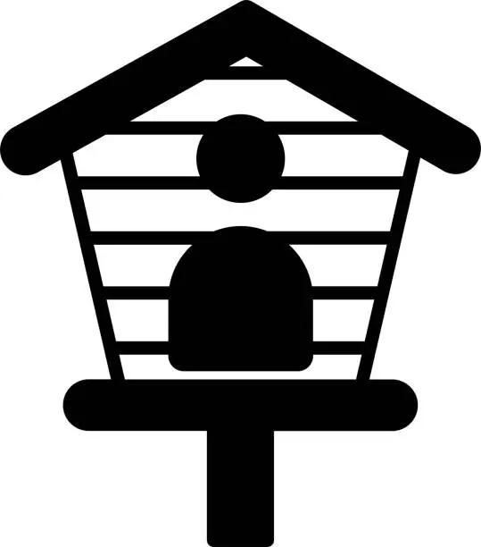 Vector illustration of Bird House glyph and line vector illustration