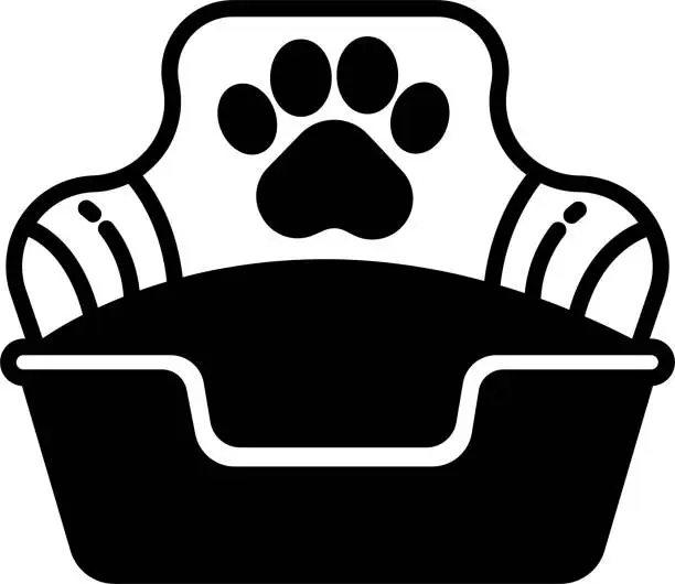 Vector illustration of Dog bed glyph and line vector illustration