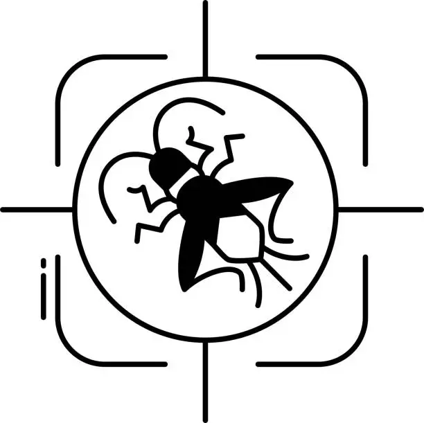 Vector illustration of Insect detection glyph and line vector illustration