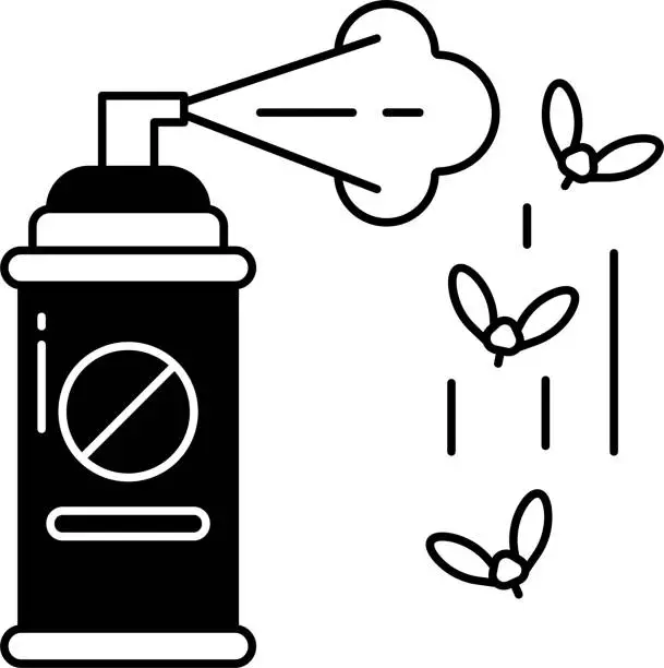 Vector illustration of Insect spray glyph and line vector illustration