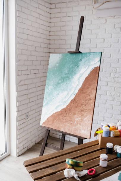 istock modern abstract acryl painting in art studio 2116624818