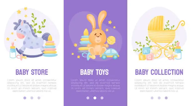 Vector illustration of Baby Things and Objects Store Banner Design Vector Template