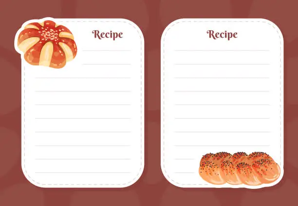 Vector illustration of Recipe Card with Baked Product and Sweet Pastry Vector Template