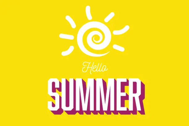 Vector illustration of Hello Summer lettering stock illustration. Sun shape vector illustration