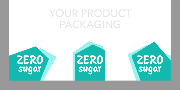 Zero sugar sign for diabetic food labeling - for placement at the bottom of product packaging