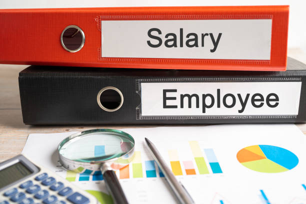 istock Employee, Salary. Binder data finance report business with graph analysis in office. 2116653503
