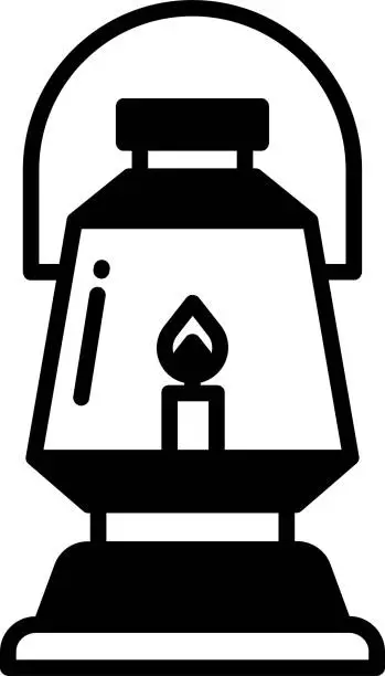 Vector illustration of Lantern glyph and line vector illustration