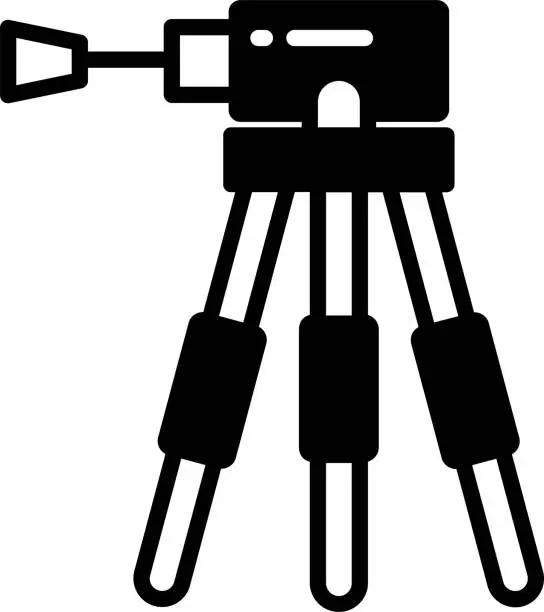 Vector illustration of Tripod glyph and line vector illustration