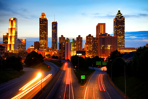 Atlanta skyline by night, Georgia, USA