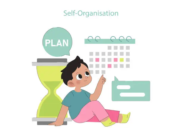 Vector illustration of Self-organisation concept.