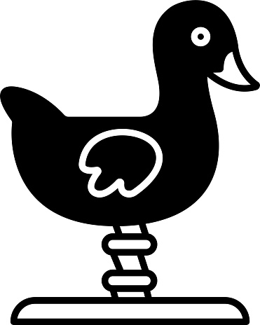 spring duck toy glyph and line vector illustration