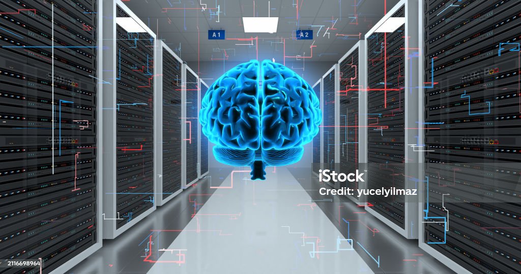 Technology Controling Human Human Brain Symbolizing Artificial Intelligence Controlling Data Stock ...