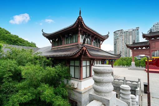 The ancient architecture of Huanghelou Park, Wuhan, China.
