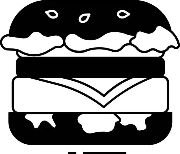 Vector illustration of mexican burger glyph and line vector illustration