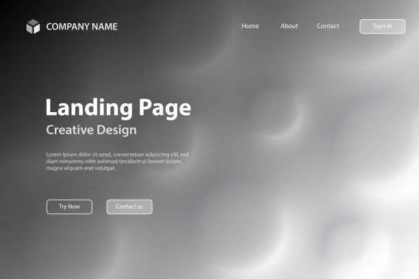 Vector illustration of Landing page Template - Abstract background with circles and Gray gradient