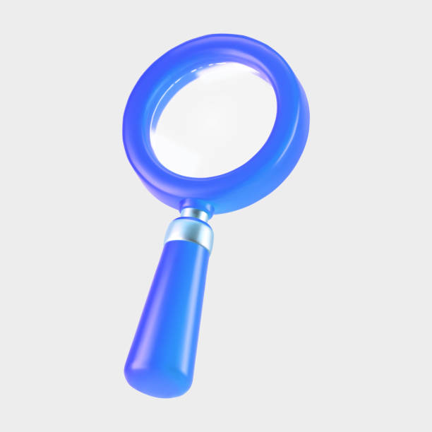 istock 3d blue magnifying glass icon isolated on gray background. Render minimal transparent loupe search icon for finding, reading, research, analysis information. 3d cartoon realistic vector 2116761344