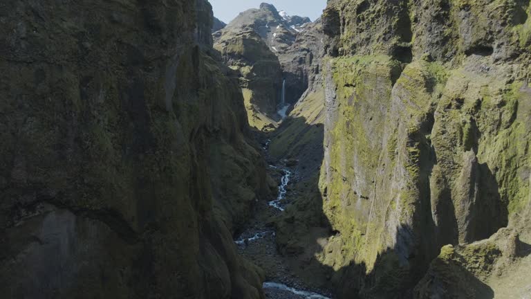 Aerial view of Mulagljufur canyon, Iceland.