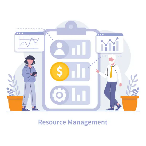 Vector illustration of Strategic Management and Finance concept. Flat vector illustration.