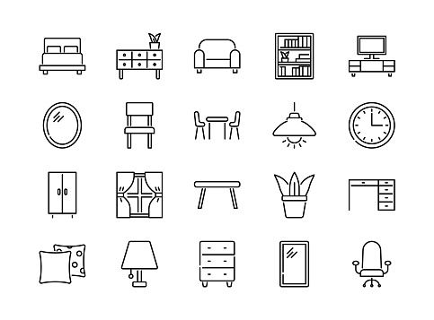 Set of furniture icons