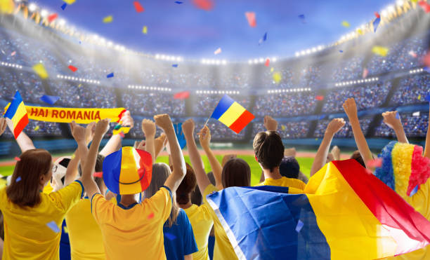 istock Romania football team supporter on stadium. 2116836147