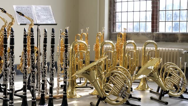 Group of music wind instruments