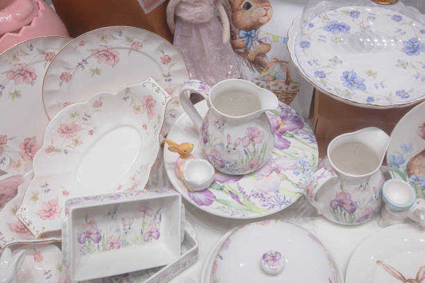 istock porcelain dishware set with floral design 2116855696