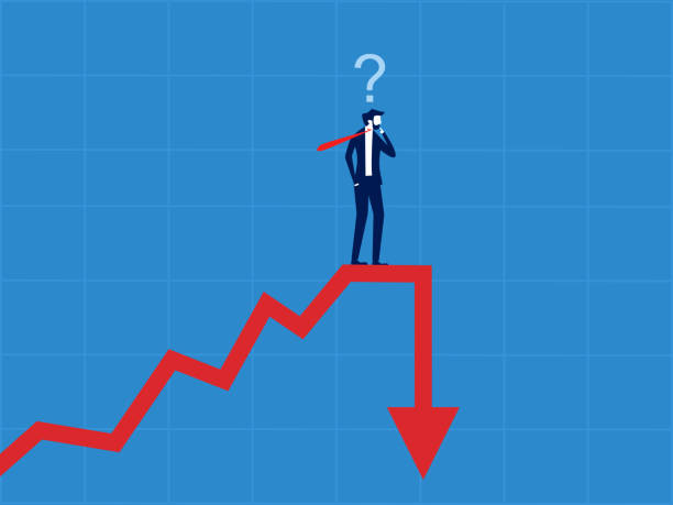 istock Loss. Investors stand stuck thinking on a falling stock graph 2116858883